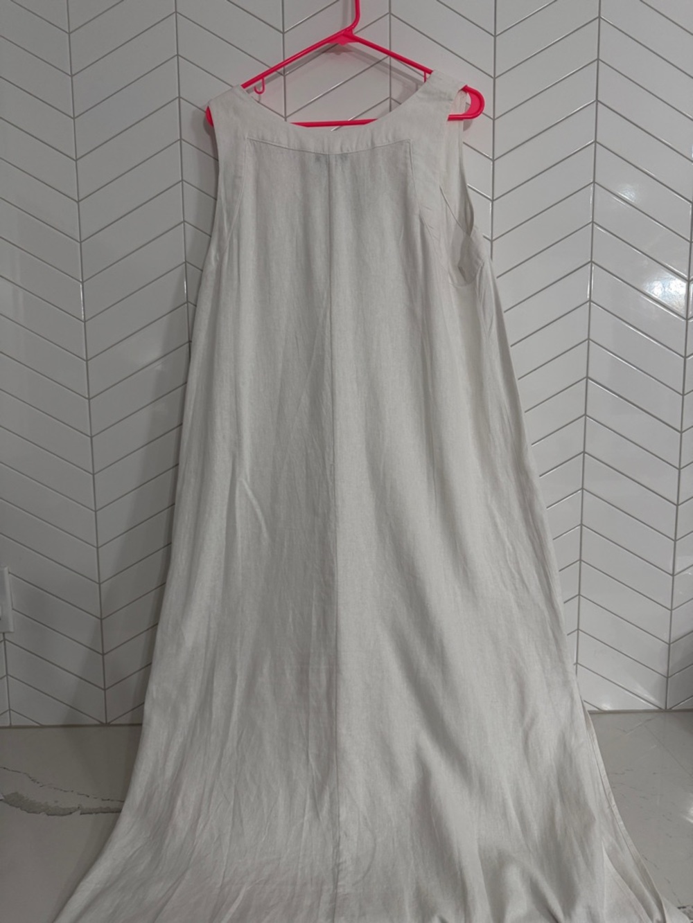 DKNY White Linen Sleeveless Midi Dress Large - Picture 5 of 5